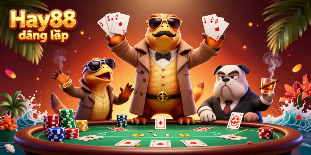 Engage in gaming adventures with Hay88 đăng nhập as raptors enter a luxurious casino scene.
