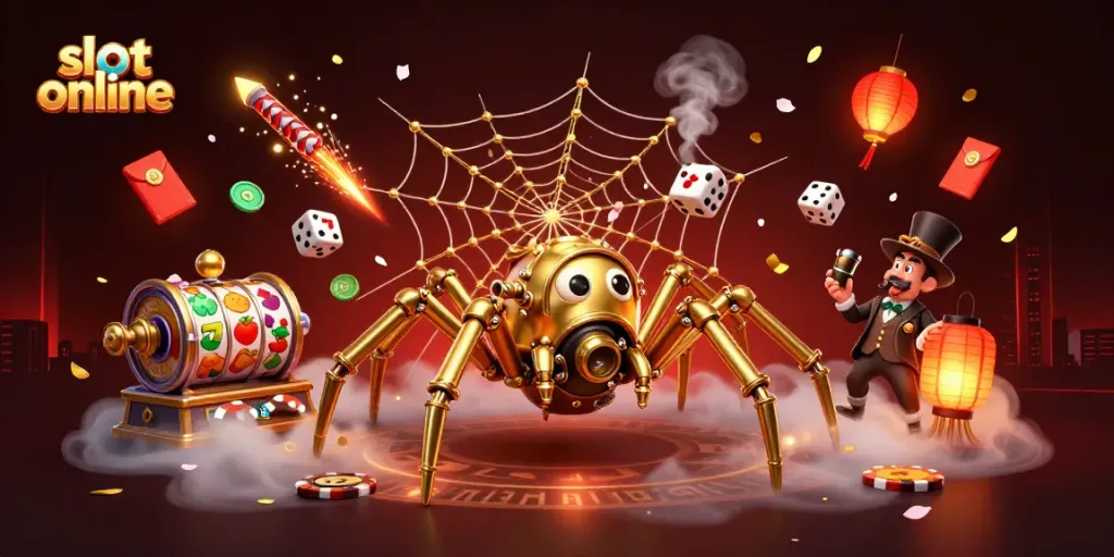 Experience thrilling slot online fun with vivid characters and dynamic elements in this enchanting illustration.